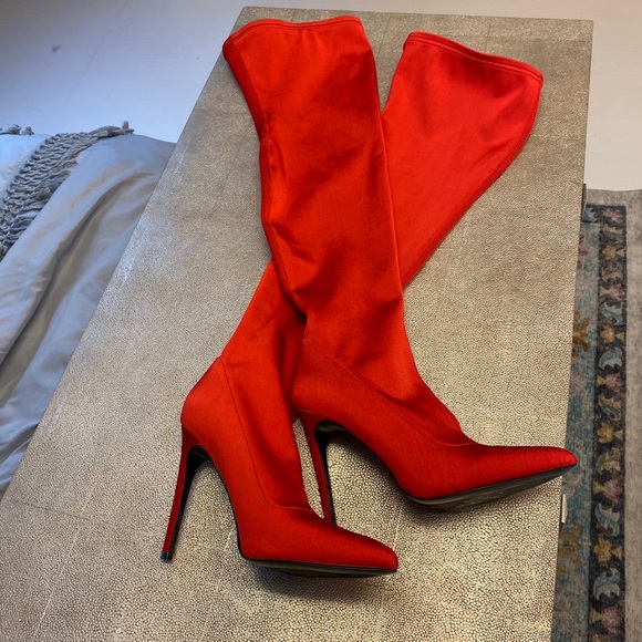 red steve madden thigh high boots